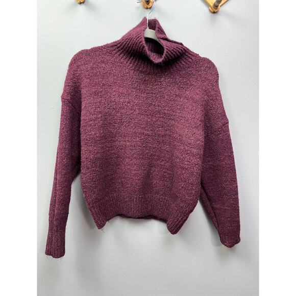 Lulus Sweater Womens‎ Small Burgundy turtleneck wool blend cropped - Picture 1 of 5